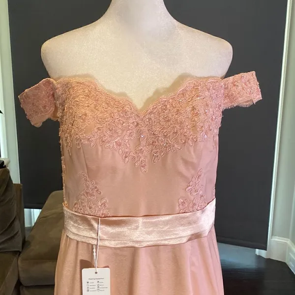 Women’s Full Length Off the Shoulder Party Formal Dress Small Train Size 10 NWT - Image 2