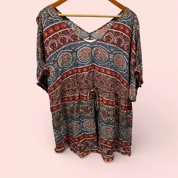 Cute Abercrombie & Fitch boho oversized tie waist tunic top beach pool coastal - Image 4