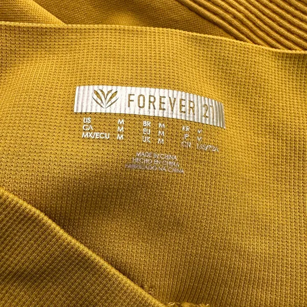 Forever 21 Womens Medium Mustard Yellow Ribbed High-Waist Leggings Chartreuse - Image 7