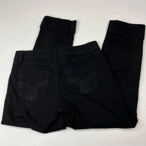 Fade to Blue Black Skinny Straight Leg Rolled Cuff Jeans Womens 10 - Image 4
