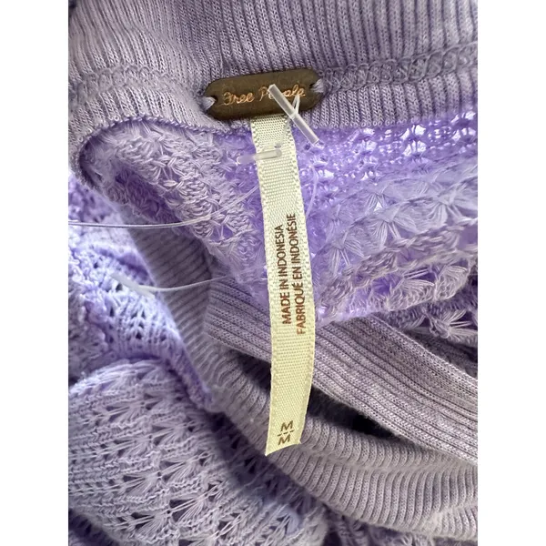 FREE PEOPLE Lilac Sistine Hacci Sweater TOP off shoulder size medium - Image 9