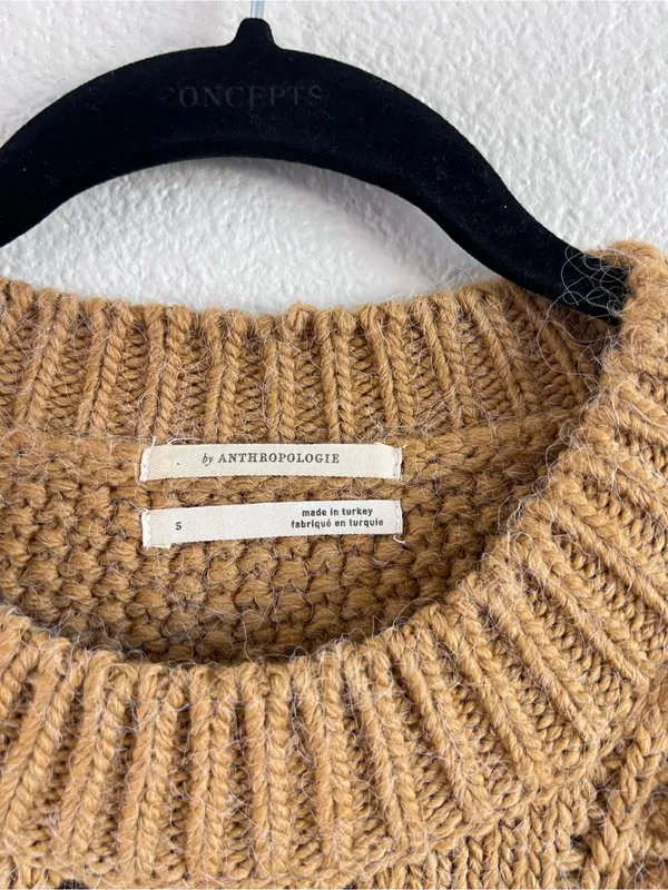 Anthropologie Women's Chunky Cropped Cable-Knit Bobble Balloon Sleeve Sweater - Image 3