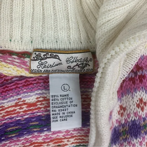 Heirloom collectibles size large fair isle multicolor full zip sweater nordic - Image 3