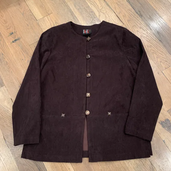 Vintage Womens Brown Suede Blazer Jacket Size 14 - Image 2