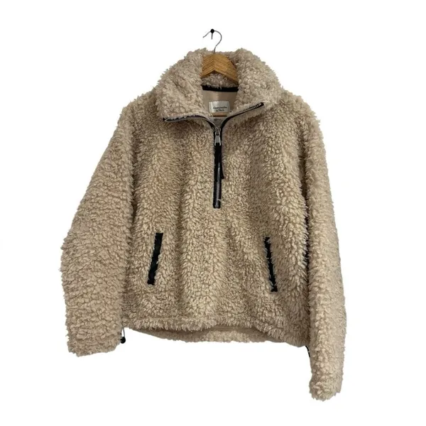 Abercrombie & Fitch Cinched Drama Curly Half-Zip Pullover jacket EUC - Image 2