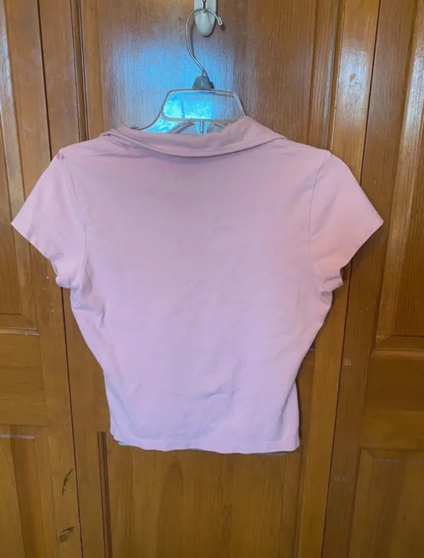 Ann Taylor Rugby PoloLight Pink Crop Top - Image 3