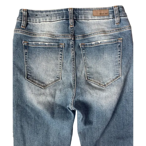 MISS ME Denim Crop‎ Boot Jeans Button Fly Medium Wash Raw Hem Size 26 - Image 7