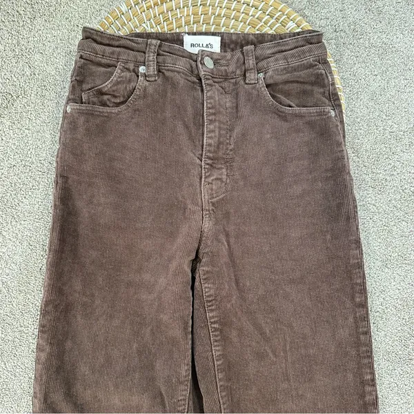 Rolla’s Women’s Original High Rise Straight Leg Corduroy Pants in Dark Brown 26 - Image 5