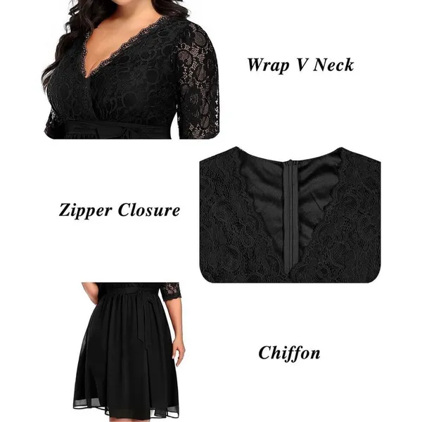 NEW Lace Chiffon Wedding Formal Cocktail Midi Dress 20W - Image 7