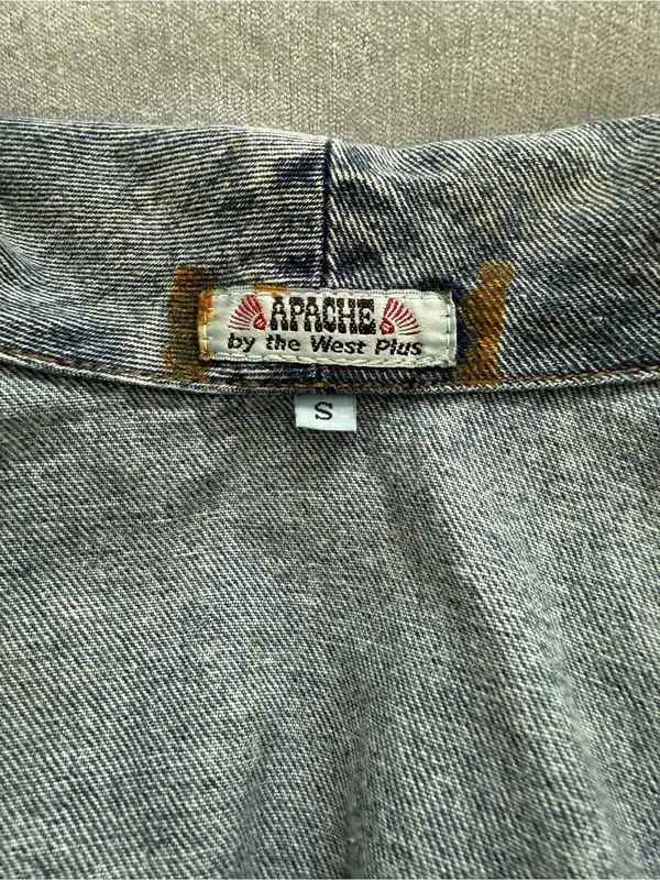 Apache by the west plus Denim Jean embellished Jacket very oversized small - Image 12
