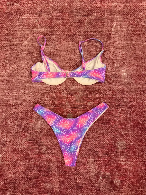 Bright Swimwear Bikini Set Neon Animal Print - Image 2