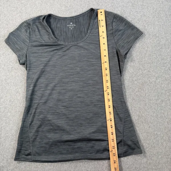 Athleta Women's Medium Gray Heather Short Sleeve Scoop Neck Activewear Top - Image 5
