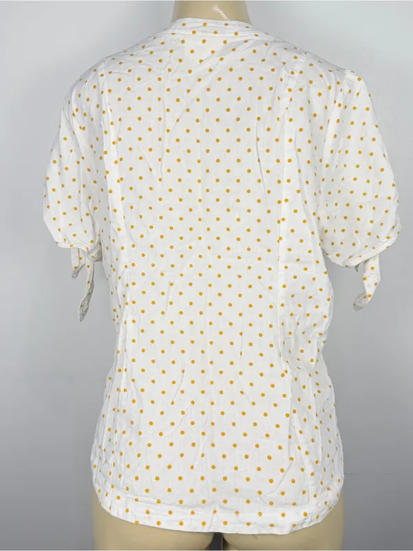 Maeve Anthropologie Louise Wrap Top Sz 14 Polka Dots Linen Blend Shirt - Image 8