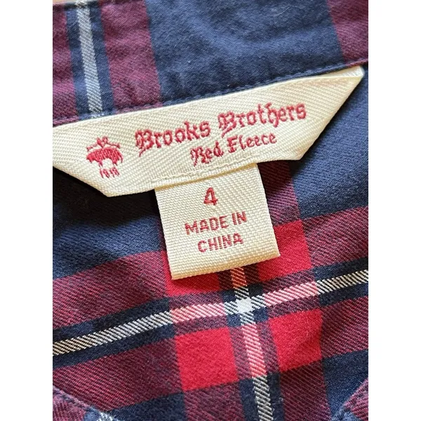 Brooks Brothers Red Fleece Button-down Shirt Women's Size 4 Red Plaid Ruffle‎ - Image 3