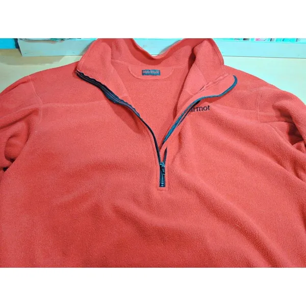 Marmot Mens Red Fleece Polartec Sweatshirt Pullover Half Zip Size XL Poly Blend - Image 11