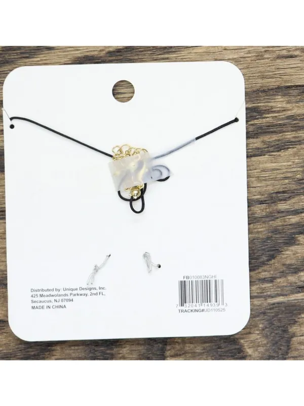 NWT Unique Designs Onyx Crystal Crescent Moon Necklace Black / White 16" + 3.5" - Image 4