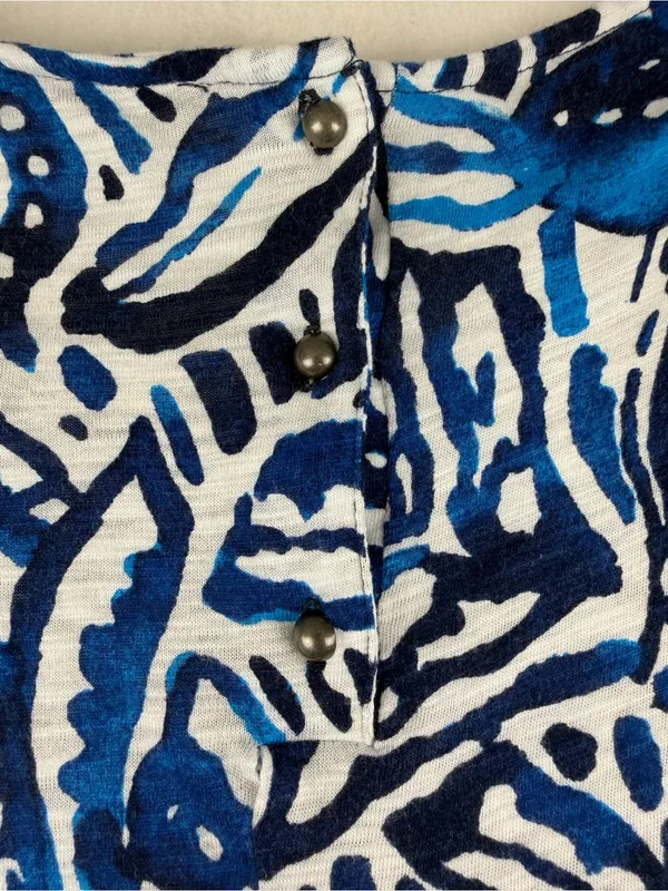Lucky Brand Blue Tropical Print‎ Knit Mini Dress Boho Shift - Image 7