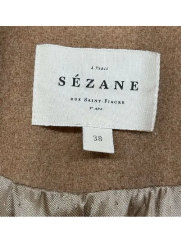 Sézane Jack camel brown blazer Jacket Wool Blend 38 US6 bust38 - Image 4