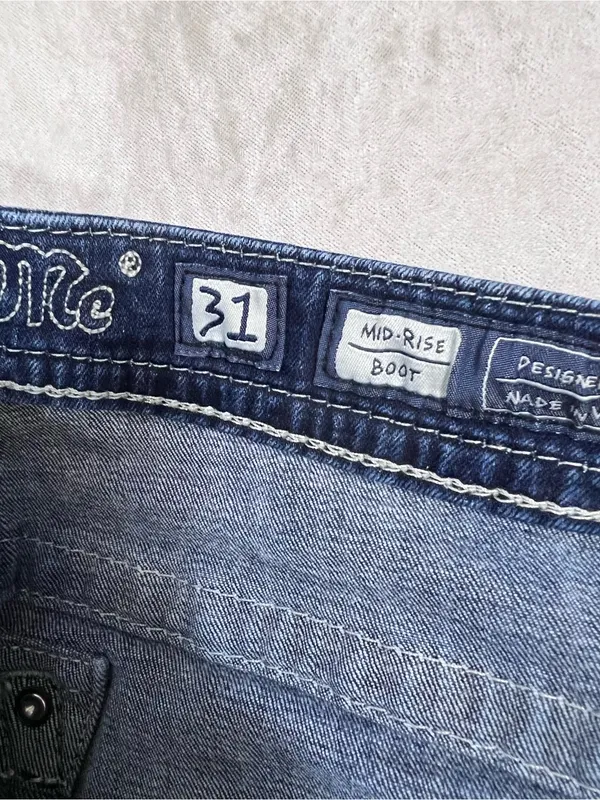 Miss Me Women's Dark Blue sequin Embroidered pockets mid rise Bootcut Jeans 31 - Image 5