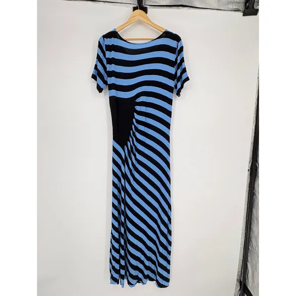 Anthropologie Moth Striped Maxi Dress Y2K 90s Coastal Cool Girl Stretch Nautical - Image 7