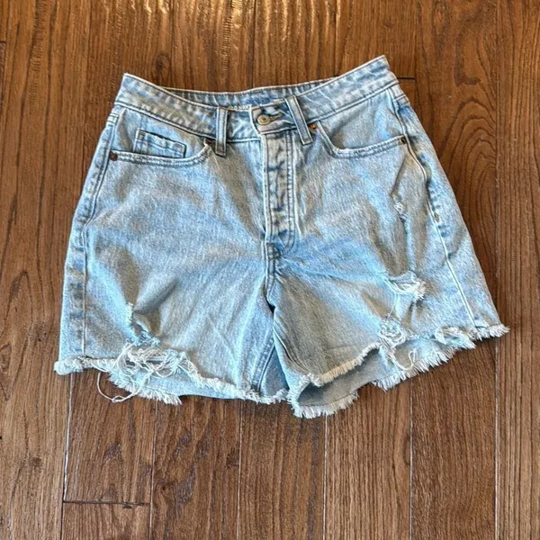Old Navy high rise curvy og straight button fly distressed shorts 4 - Image 3