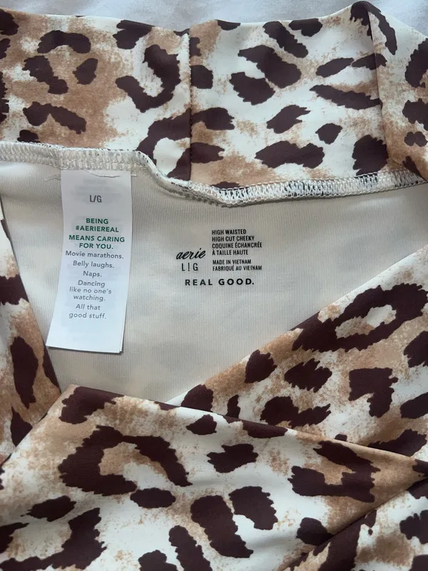 Aerie High-Waisted Crossover Bikini Bottoms Cheetah Print - Image 3