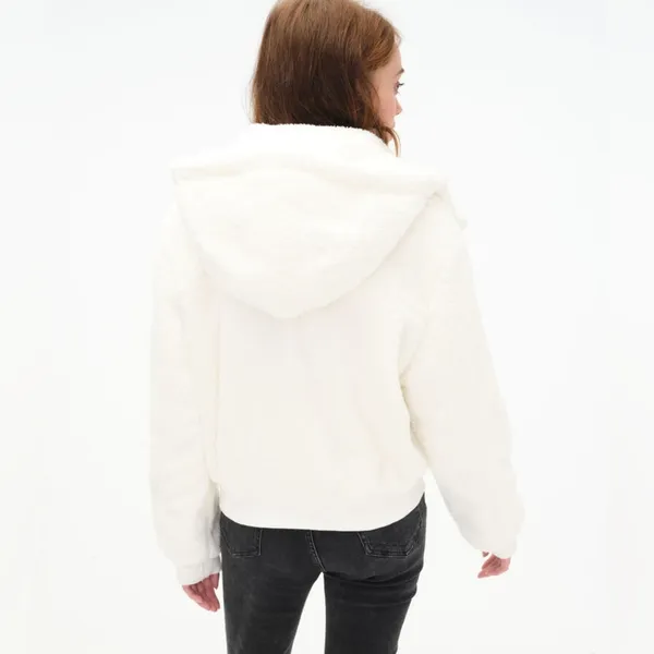 NWT Aeropostale White Size Large Faux Fur Hooded Jacket - Image 5