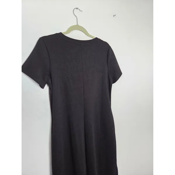 Lepunuo Black T-shirt Dress Super Soft Pockets Comfy Side Slits Casual Basic M - Image 8