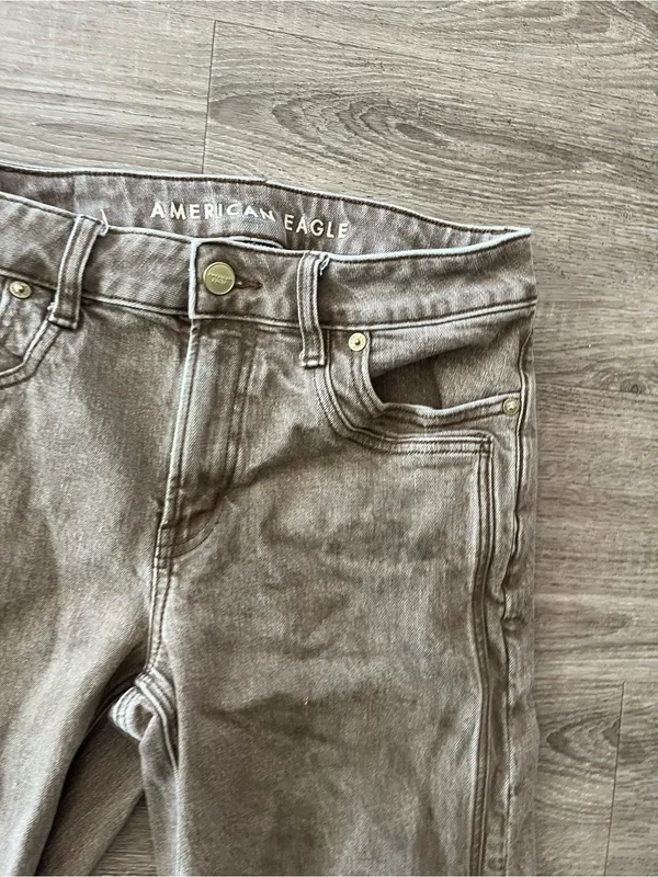 American Eagle Stovepipe Jeans Womens 2 Brown Taupe High Rise Straight Stretch - Image 5