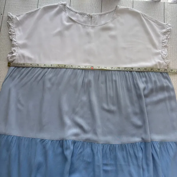 SHEIN Blue White Color Block Dress Size 14 XXL Ruffle Hem - Image 6
