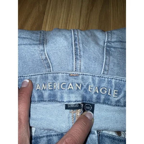 American Eagle Curvy Mom Jean Women's‎ Sz 00 Blue High Rise Distressed - Image 3