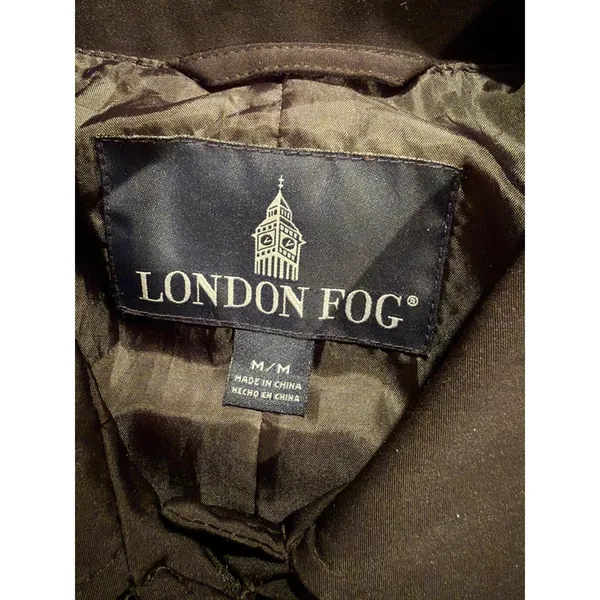 London Fog Black Trench Coat Women’s M Belt Rain Jacket Classic Chic Dark Gothic - Image 8