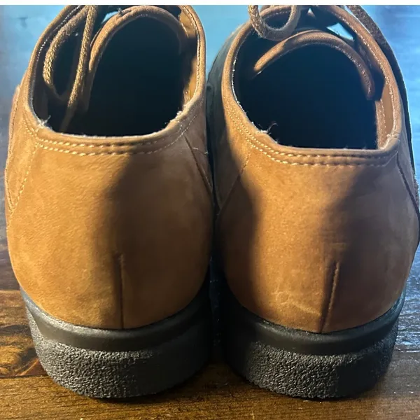 Dr. Scholls Donna Oxford Shoes 7W Tan Lace Up Nubuck Comfort Preppy Academia - Image 8