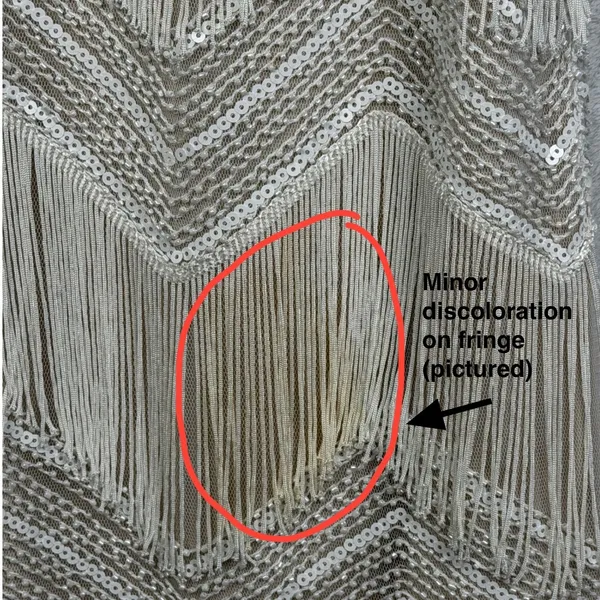 Lulu's Ivory Fringe Sequin Mini Dress Size Small Gatsby Flapper Cocktail‎ - Image 3