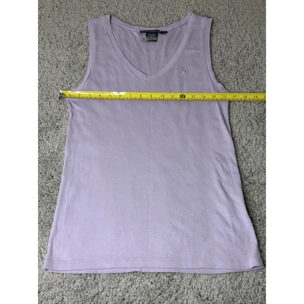 Ralph Lauren Sport Womens Purple V Neck Tank Top Cotton Lyocell Size L - Image 3