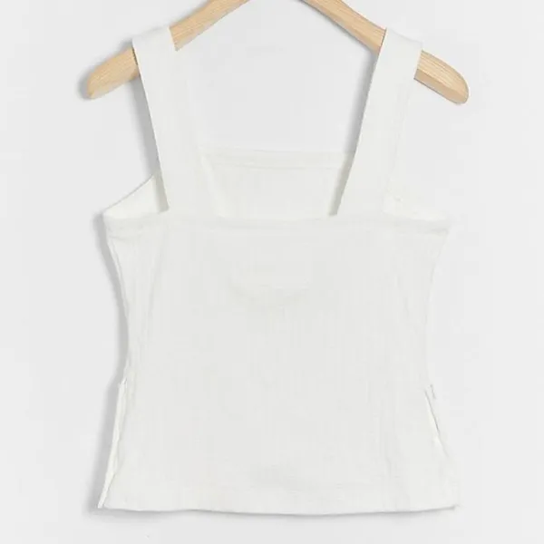 Anthropologie Maeve White Callie Side‎ Button Tank - Image 3