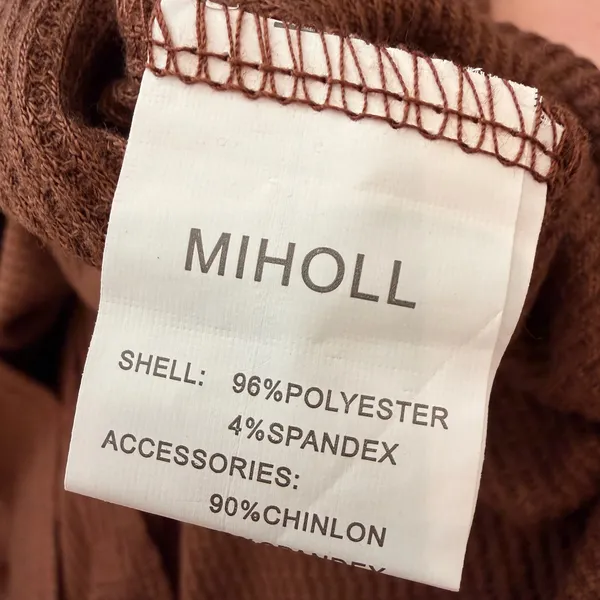 Miholl brown lace long sleeve waffle-knit top - Image 10