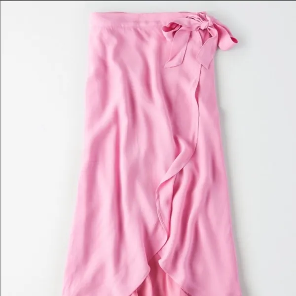 American Eagle Outfitters Midi Tie-Up Pink Wrap Skirt 🆕 XL - Image 2