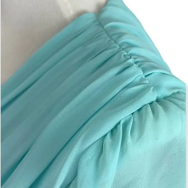 Vintage 70’s/ 80’s Miss Eliette Aqua Chiffon Maxi Evening Dress 8 - Image 6