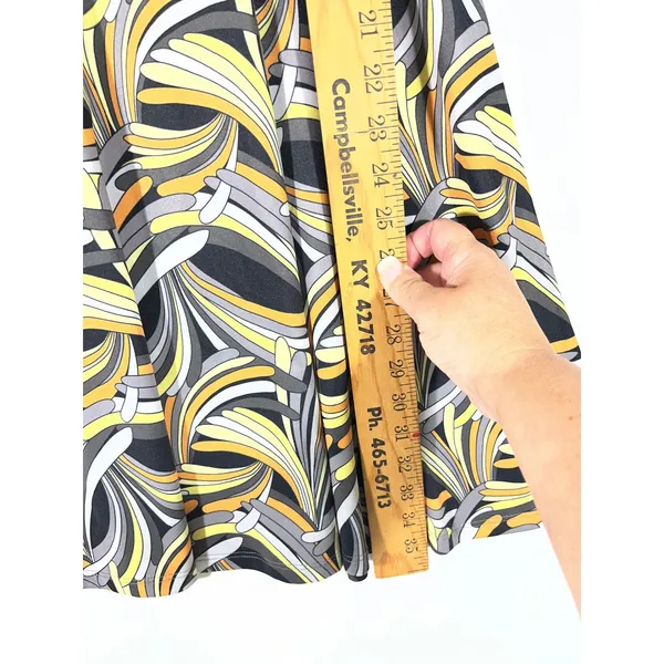Keren Hart Dress‎ Women S Yellow Grey Abstract Swirl Fit/Flare Keyhole Boho 70's - Image 3