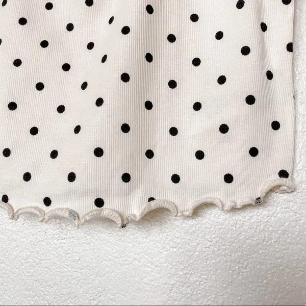 Topshop Polka Dot Picot Crop Top Cream Size 8 - Image 6