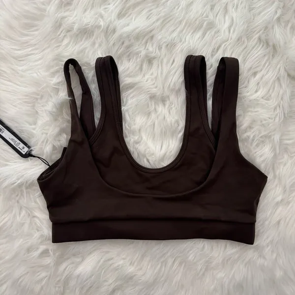 Nike Skims Matte Double Strap Scoop Bra Dark Sepia Size Small - Image 3