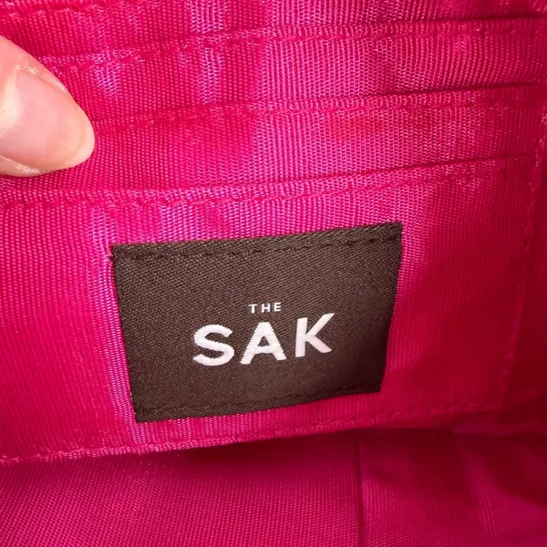 Vtg Y2K The Sak Small Pink Woven Shoulder Bag‎ Silver Zipper Femme Twee Crochet - Image 9