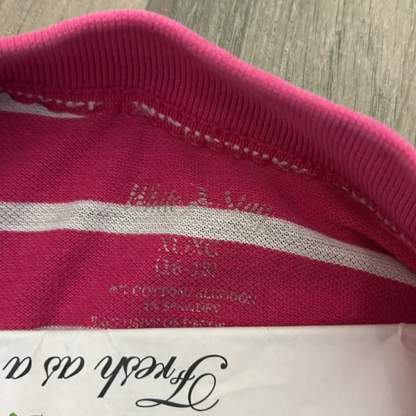 White stag pink and white stripes polo - Image 3