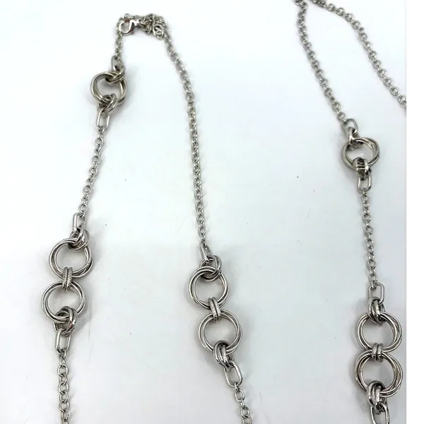 Banana Republic Set 2 Silver Tone Statement Links Chain Necklace Layered - Image 7