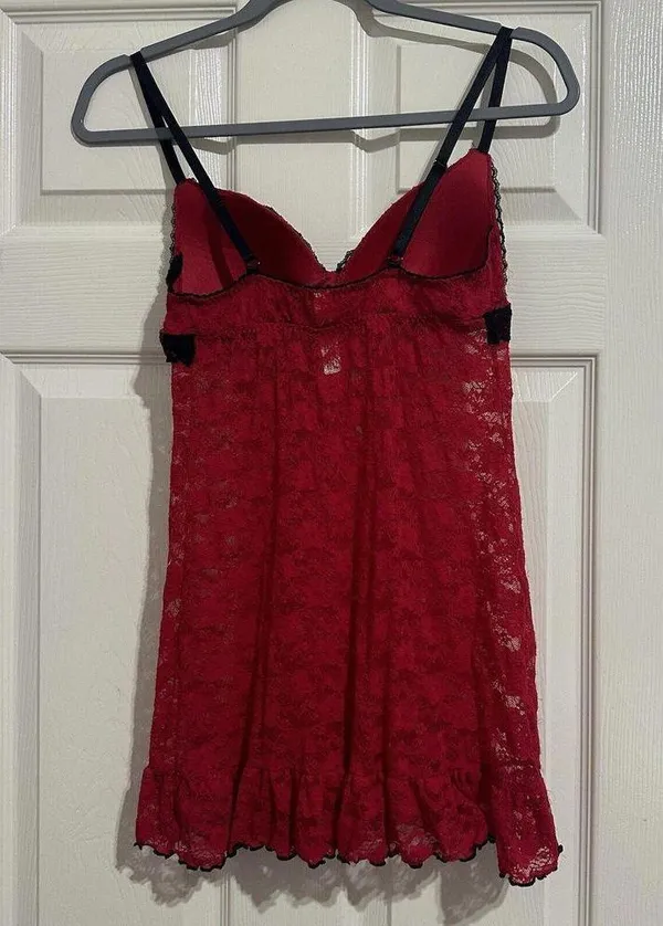 Gilligan & O’Malley Red & Black Lace Lingerie Slip Dress Nightie S Small - Image 8