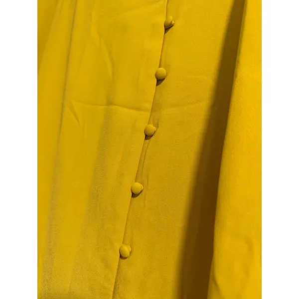A New Day Mustard Yellow Button Front Midi Skirt Womens XL Elastic Back‎ Crepe - Image 3