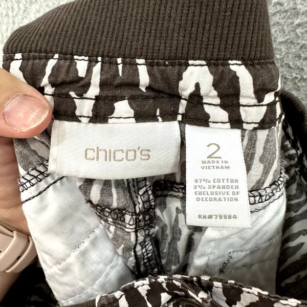 Chicos‎ Cargo Mini Skirt Womens 2 Large Brown Zebra Stretch Resort Preppy Travel - Image 2