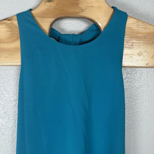 Alice + Olivia Silk Racerback Mini Dress Womens XS Aqua Blue Summer Resort Beach - Image 2