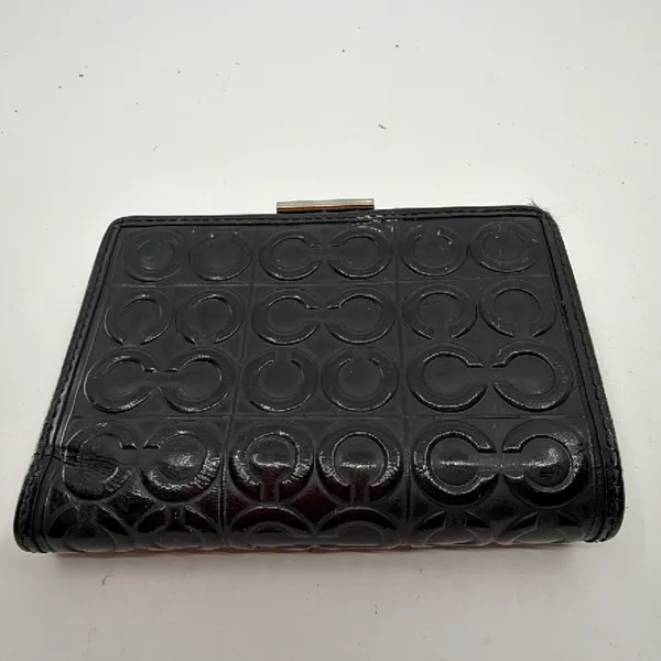 Coach Signature Embossed Black Patent Leather Wallet - Image 3